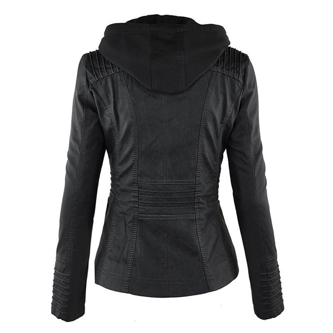 ISLA | Leather jacket with detachable hood