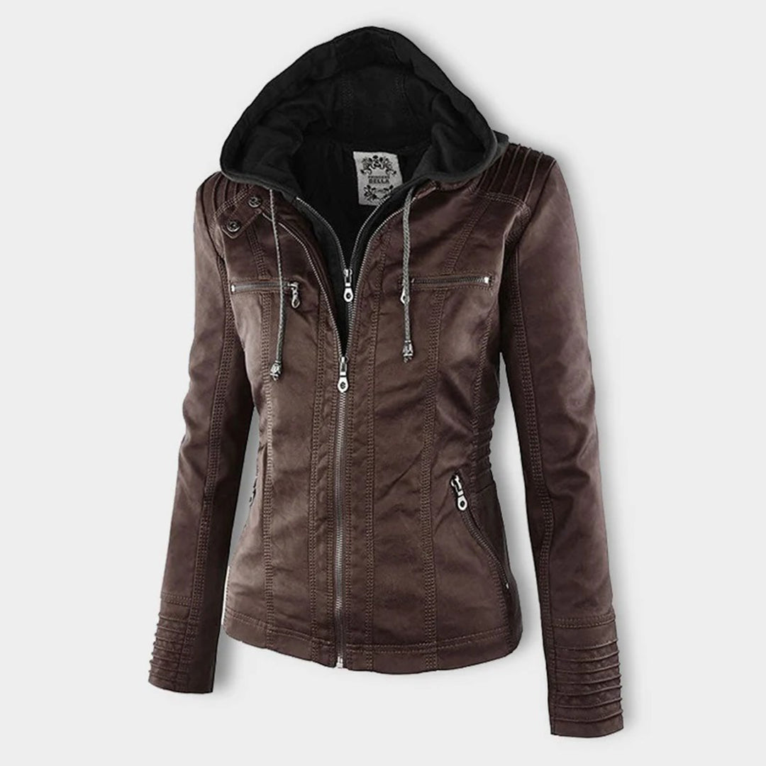 ISLA | Leather jacket with detachable hood