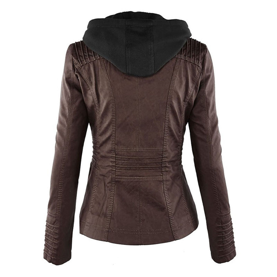 LALUNA | Leather jacket with detachable hood