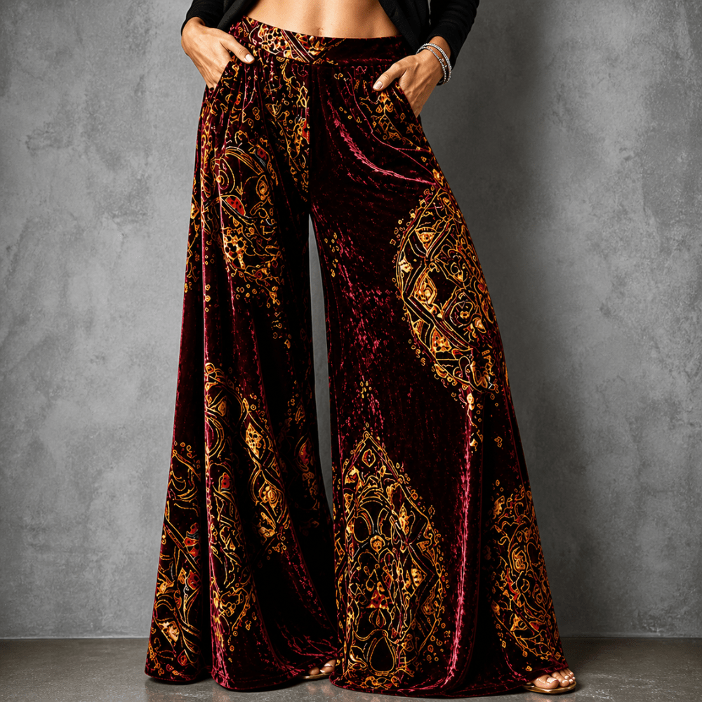 LUCY | Wide-leg pants with boho print - Liora Melbourne