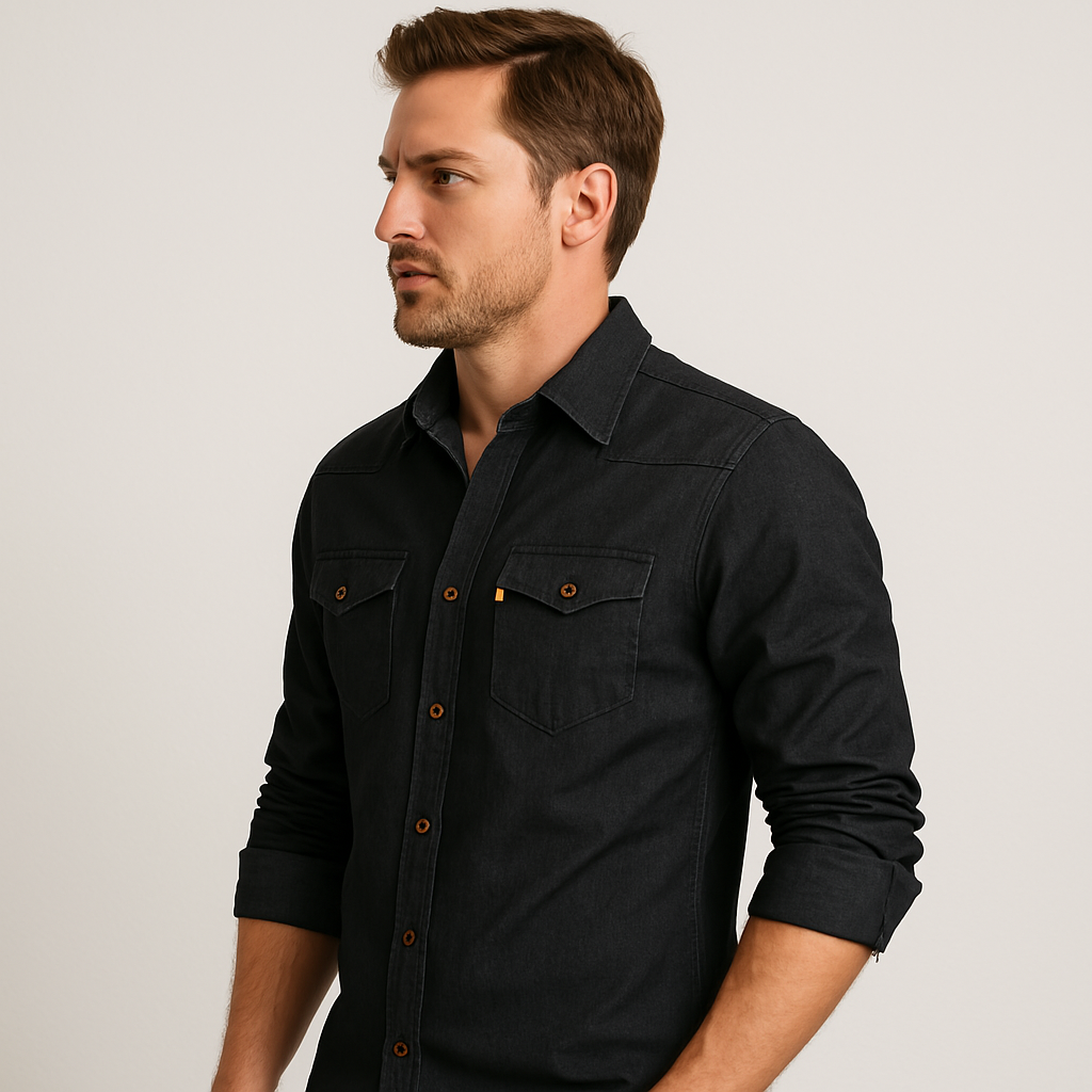 COOPER | Denim jacket with wooden buttons