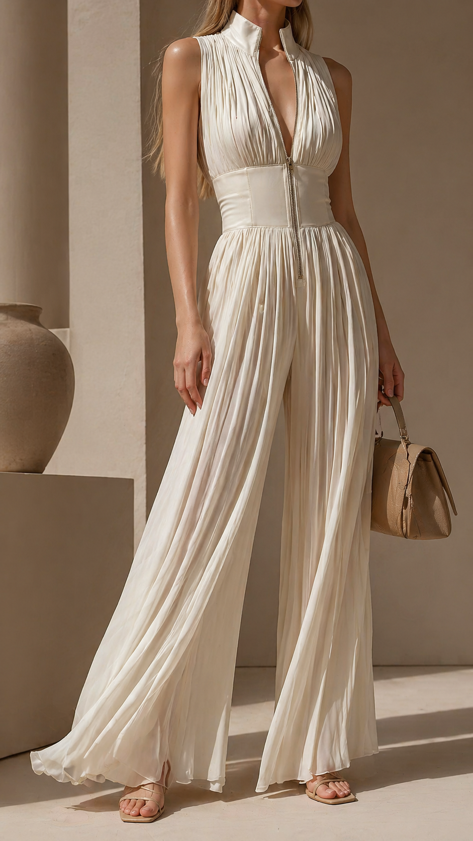 CAELIA | Wide-leg pleated jumpsuit