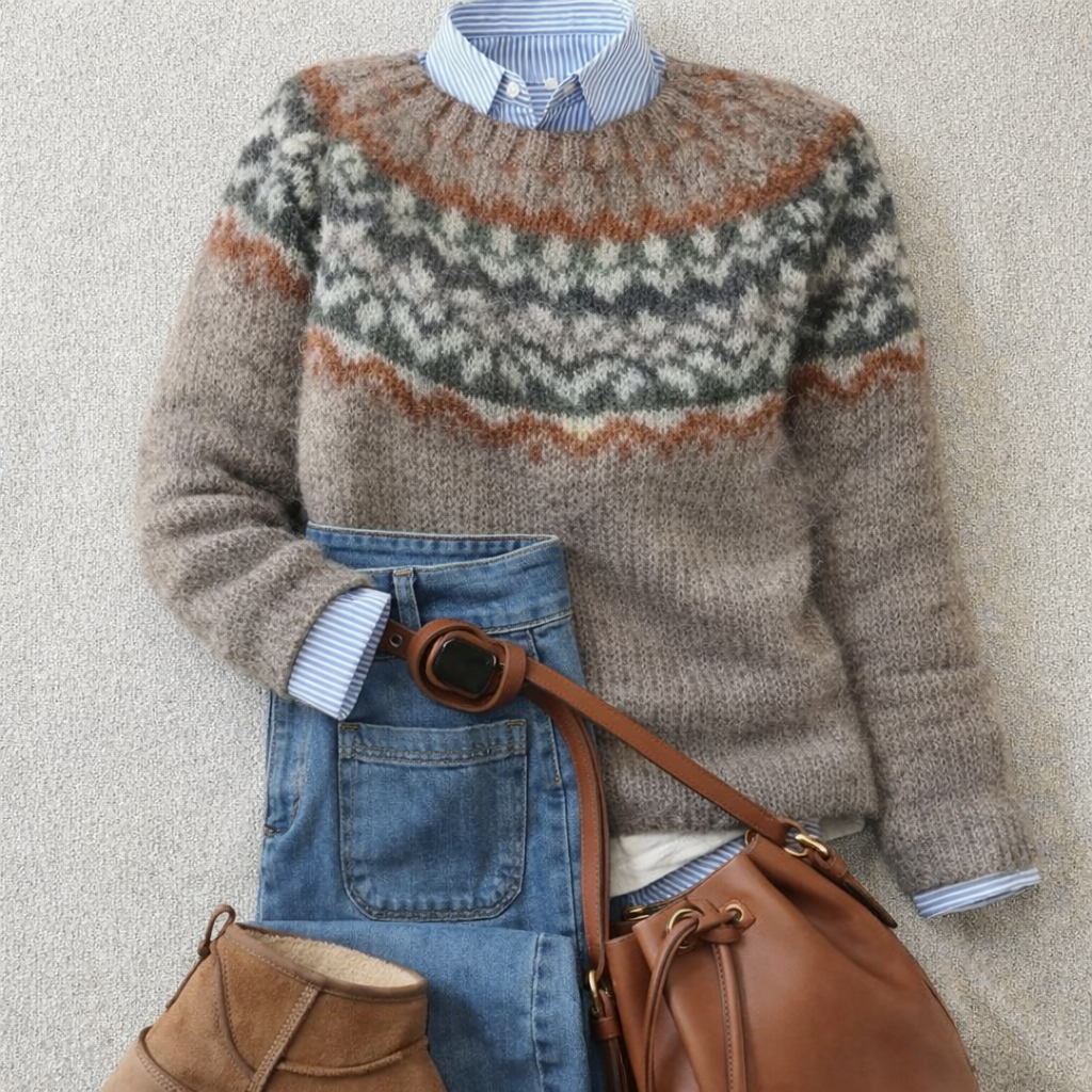 ASHLEY | Nordic knit jumper with ribbed cuffs