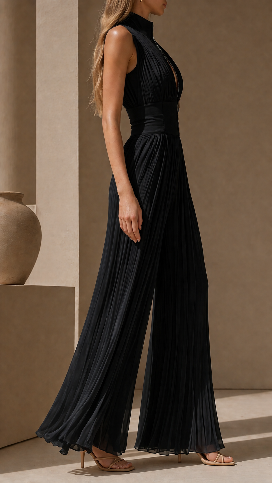 CAELIA | Wide-leg pleated jumpsuit