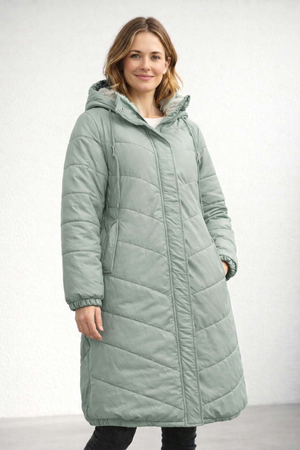 HARPER | Long quilted jacket with hood