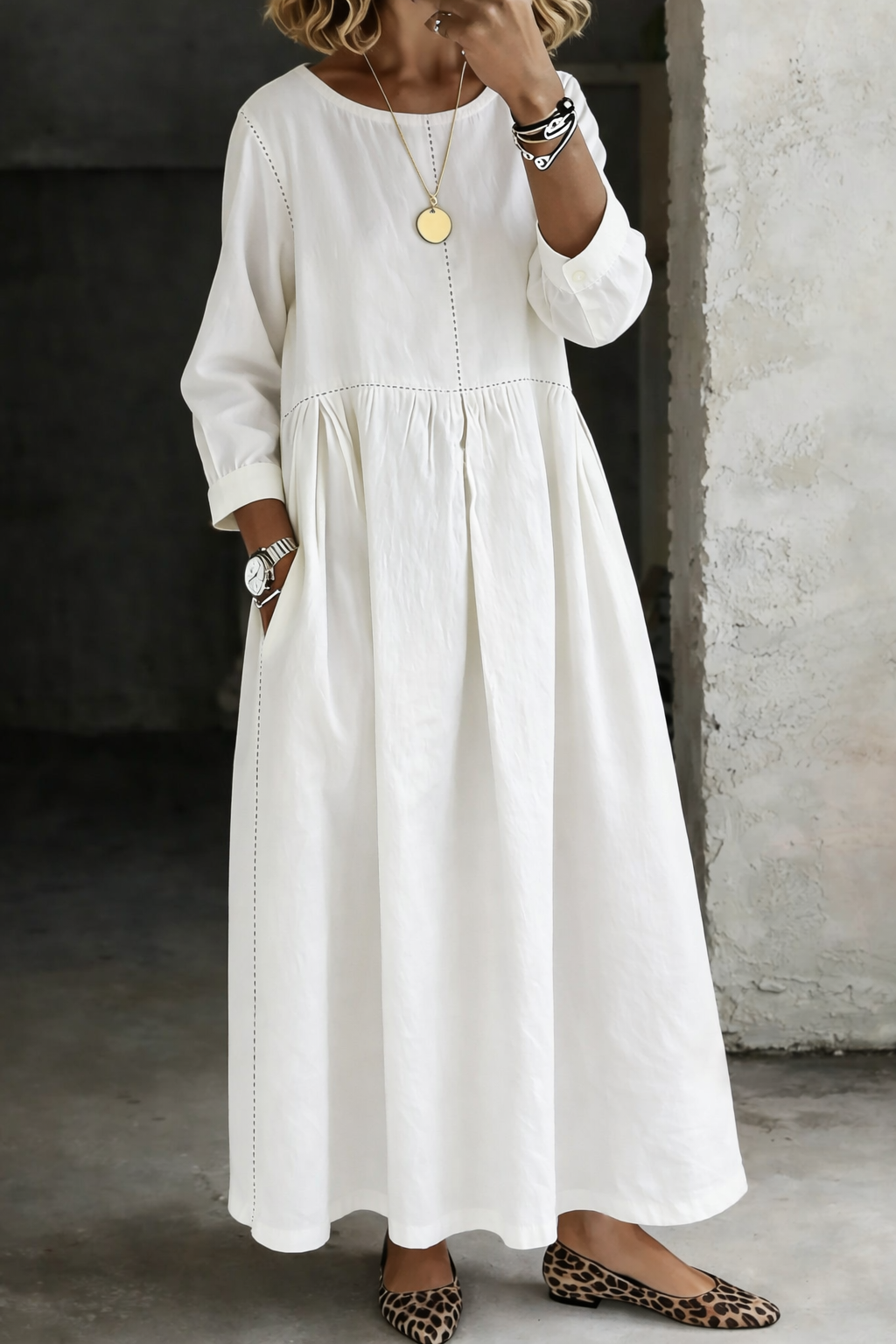 MELISSA | Long sleeve dress with denim look