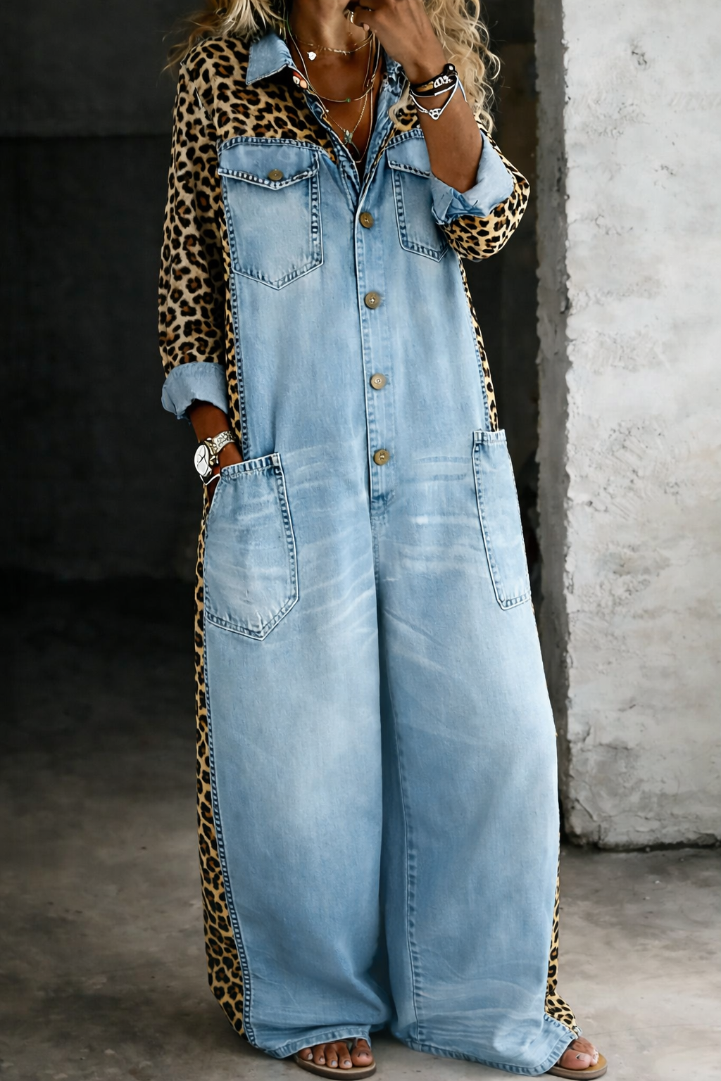 AMANDA | Jumpsuit with denim-look finish