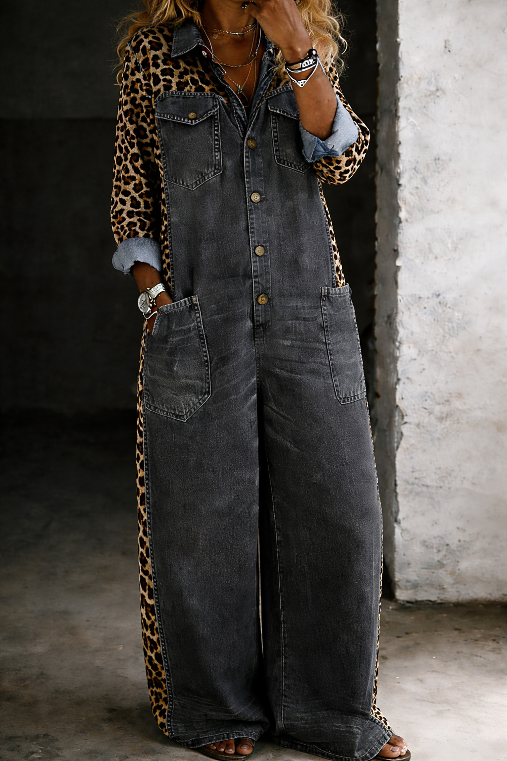 AMANDA | Jumpsuit with denim-look finish