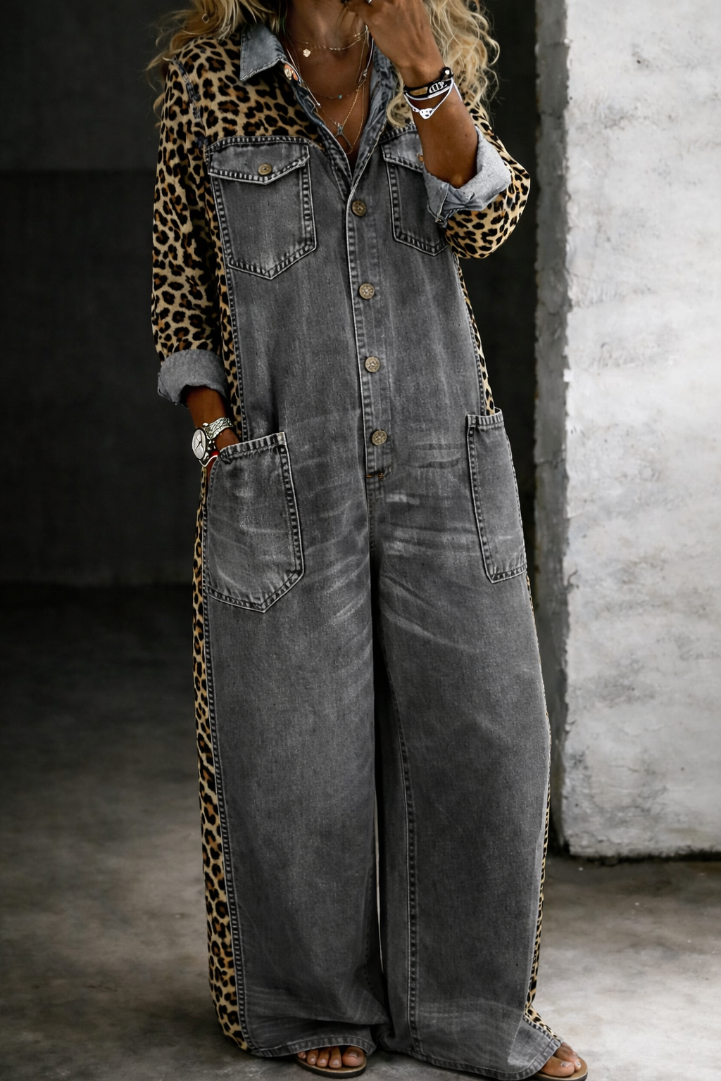 AMANDA | Jumpsuit with denim-look finish