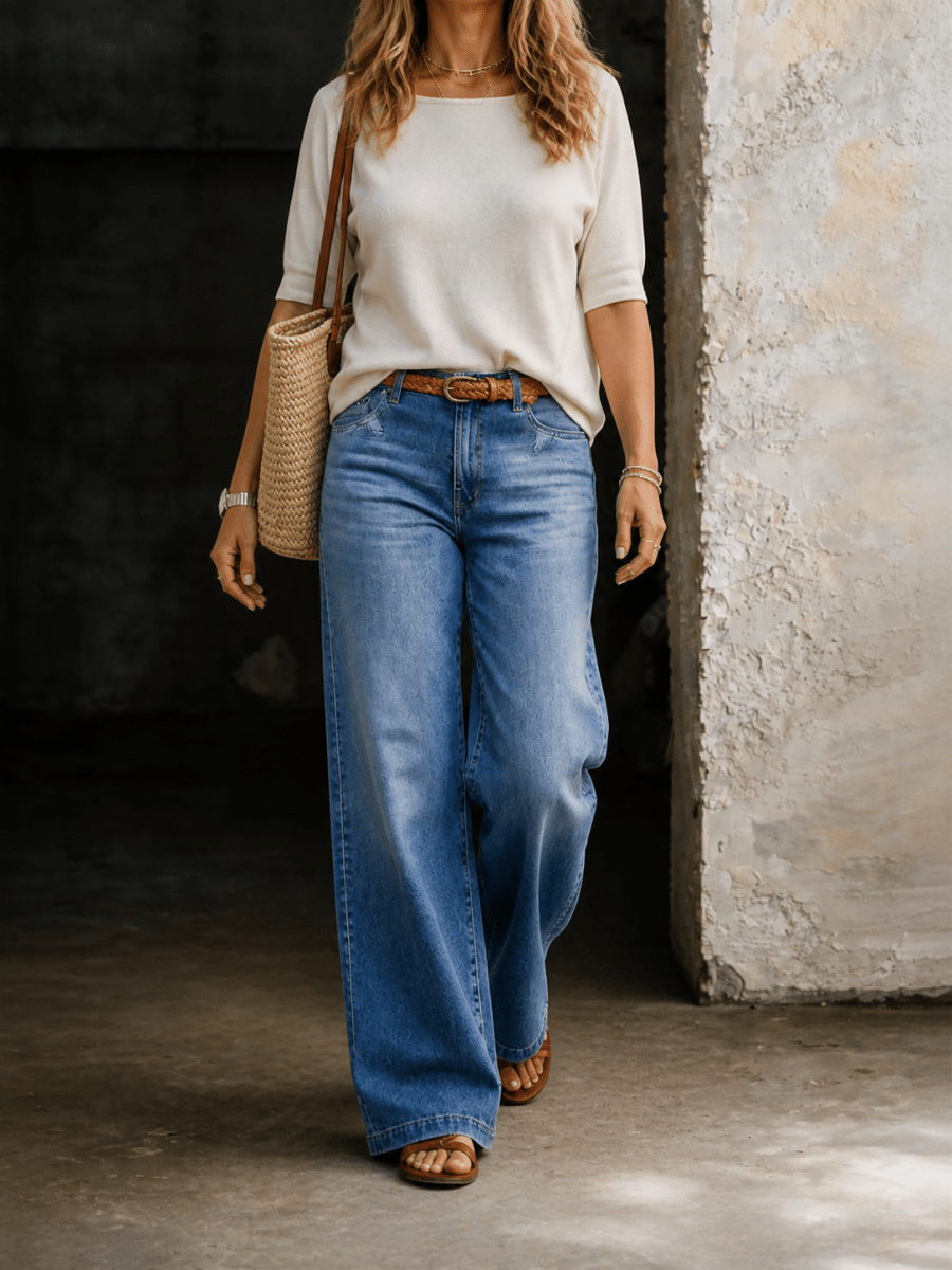 AMANI | High-waisted jeans with wide-leg fit - Liora Melbourne