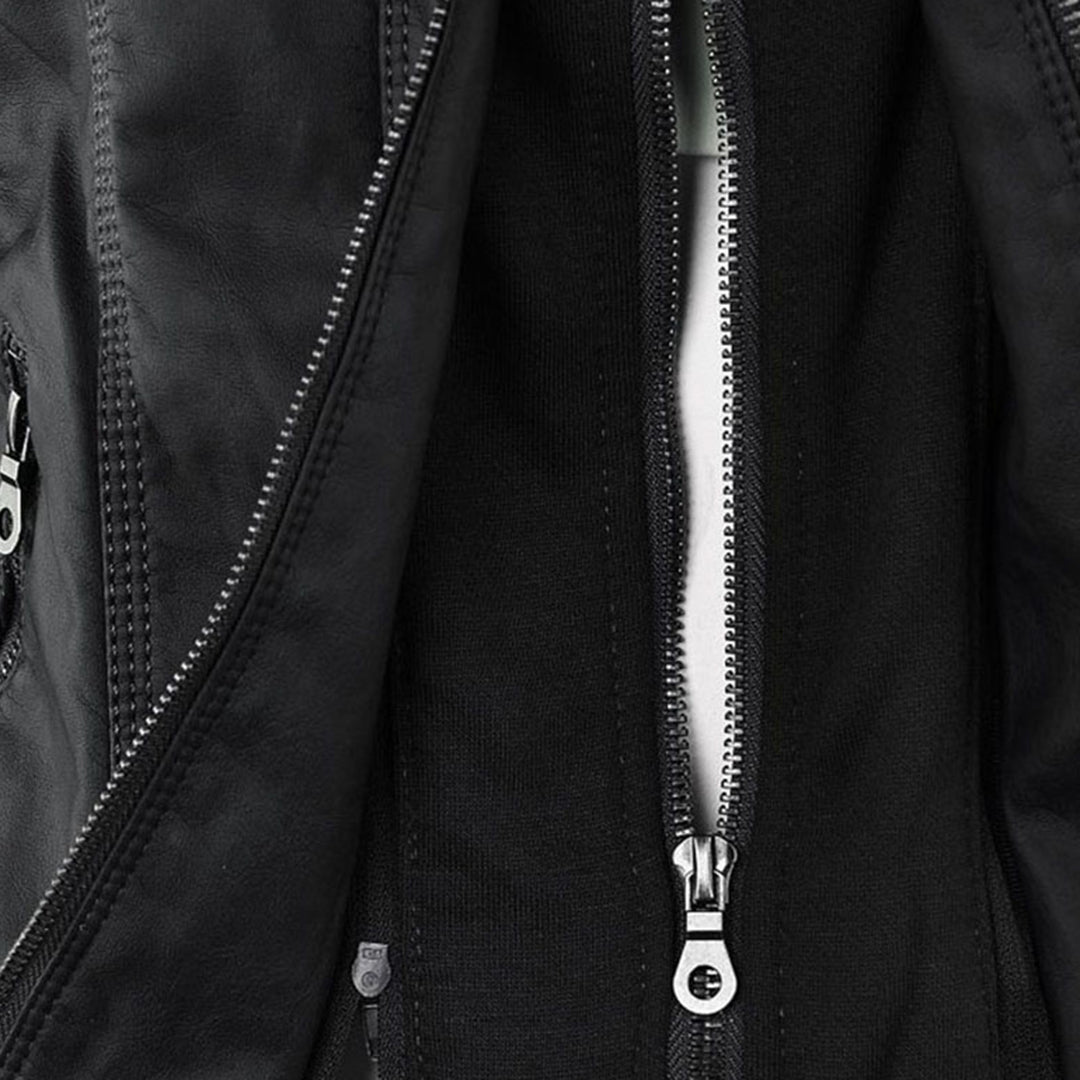 LALUNA | Leather jacket with detachable hood