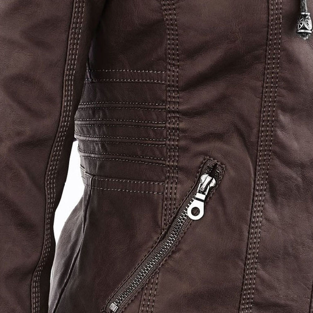 ISLA | Leather jacket with detachable hood