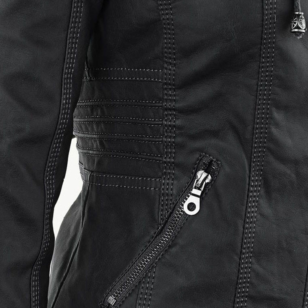 ISLA | Leather jacket with detachable hood