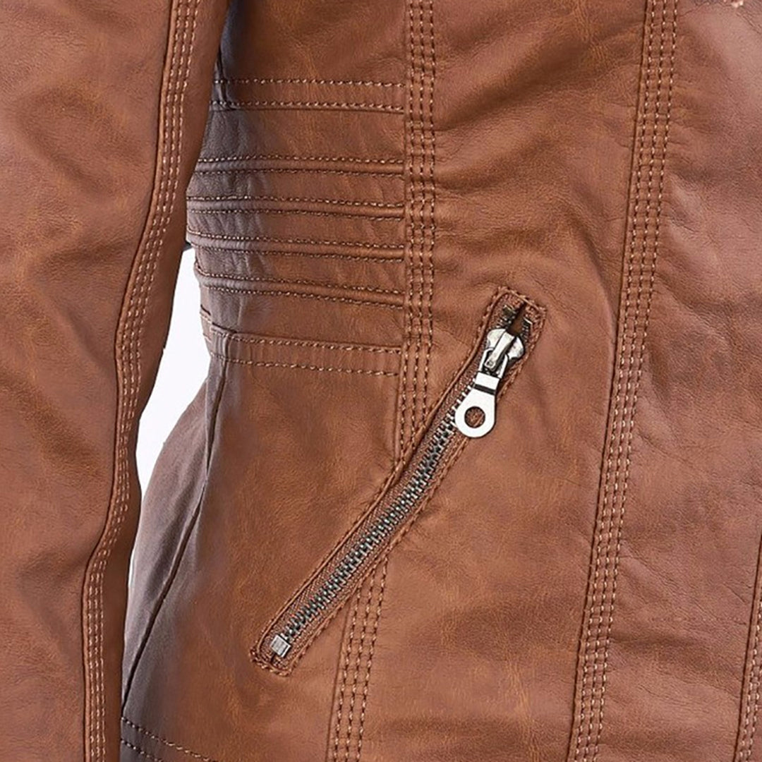 ISLA | Leather jacket with detachable hood