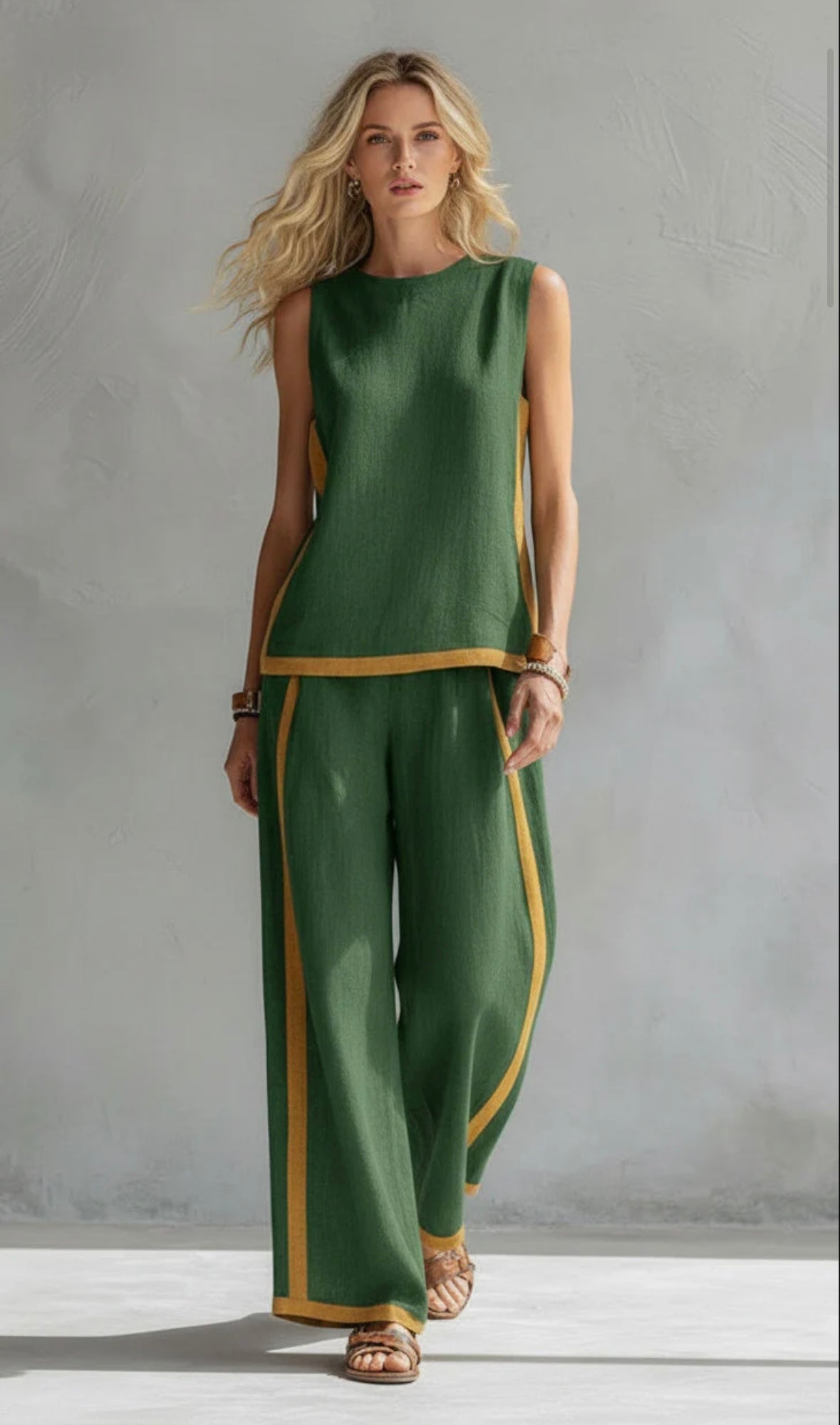 LESLIE | Linen set with wide-leg pants