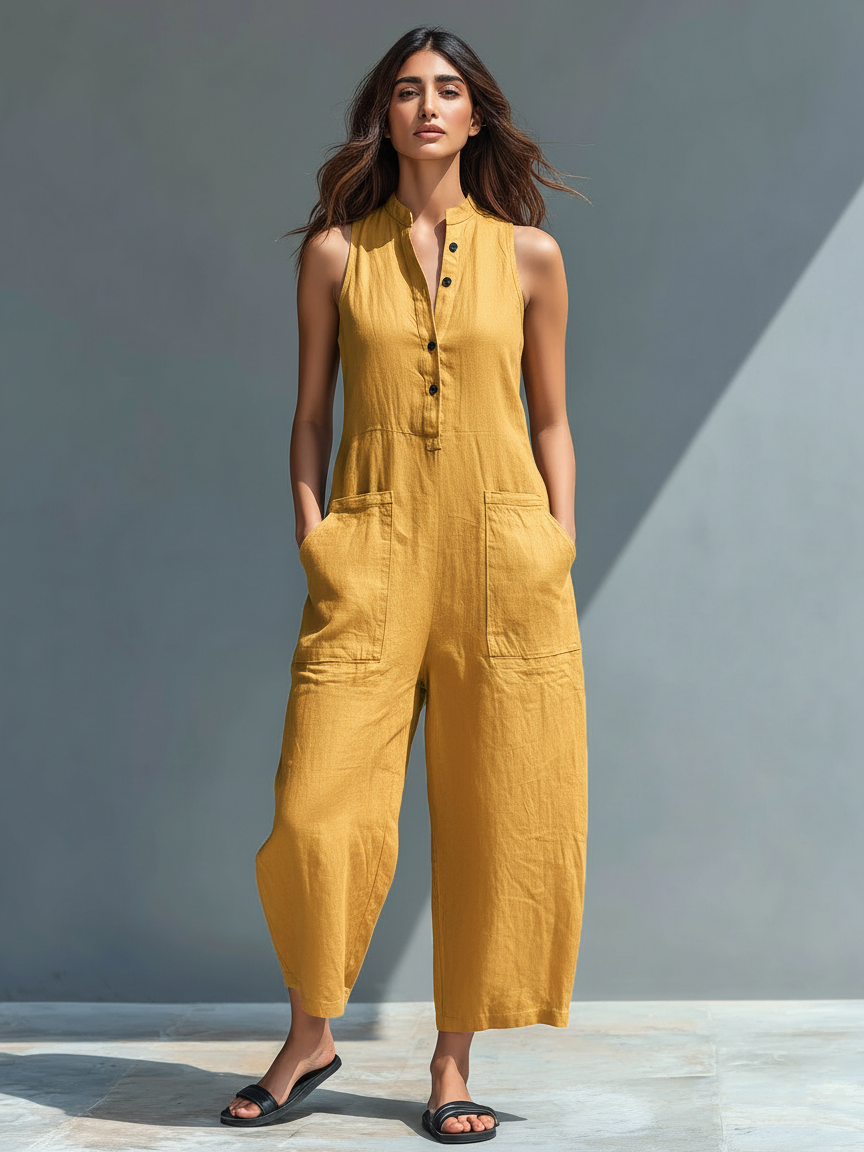 MORGAN | Sleeveless jumpsuit with high collar