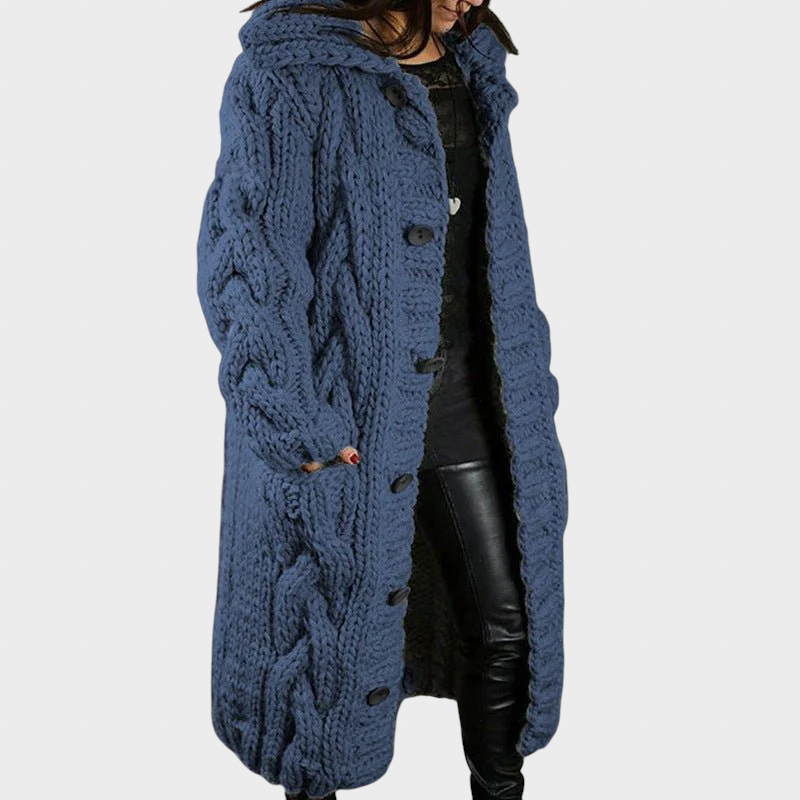 KARINA | Longline coat with cable knit