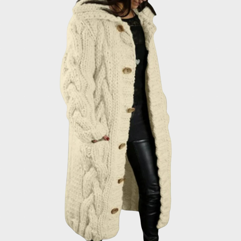 KARINA | Longline coat with cable knit