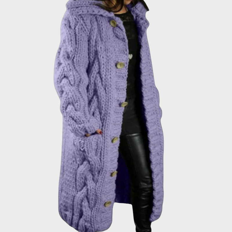 KARINA | Longline coat with cable knit