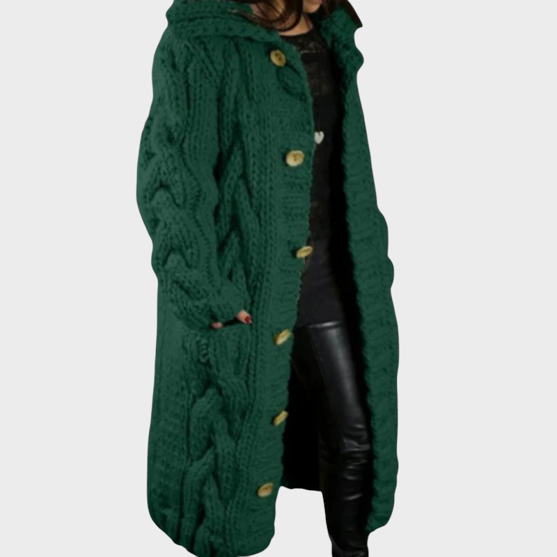 KARINA | Longline coat with cable knit