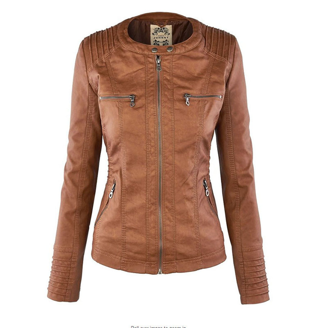 ISLA | Leather jacket with detachable hood