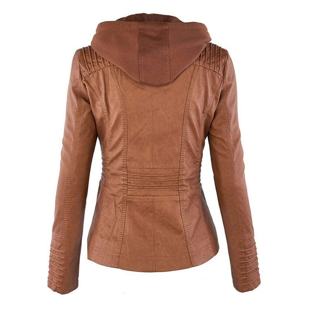 ISLA | Leather jacket with detachable hood