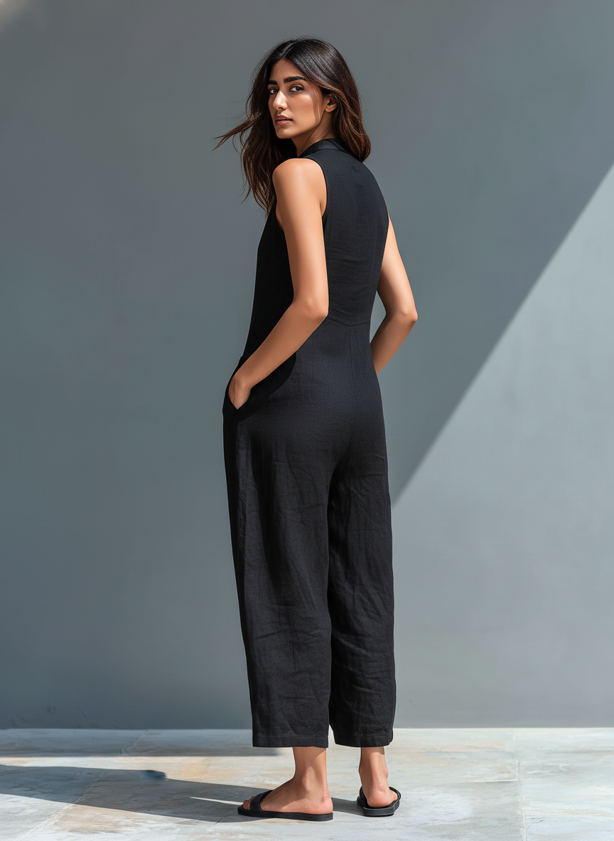 MORGAN | Sleeveless jumpsuit with high collar