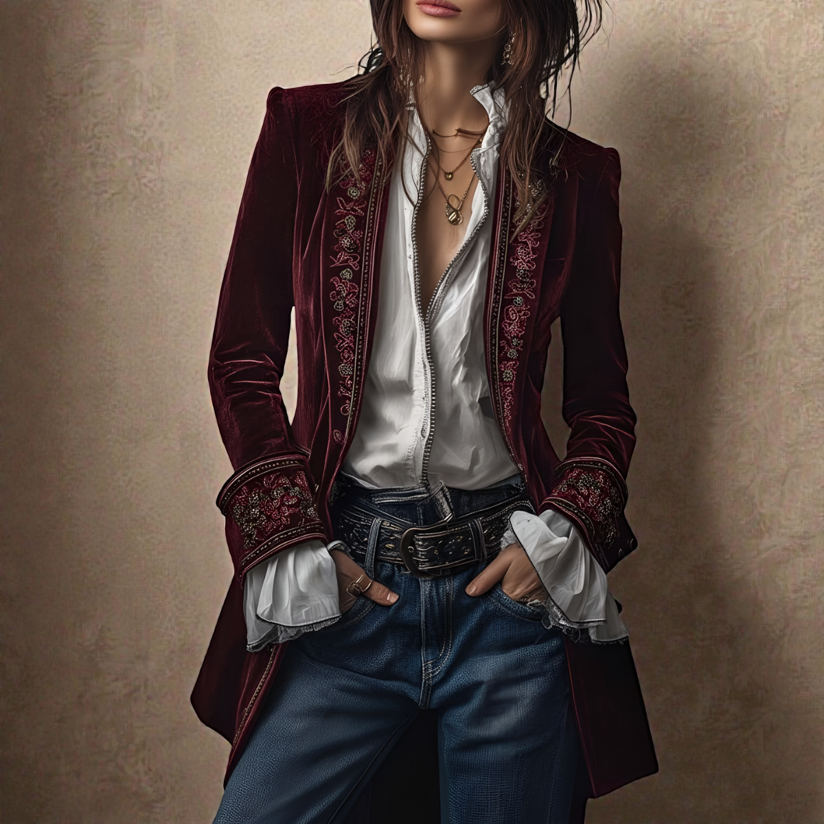 ELISE | Velvet blazer with structured silhouette