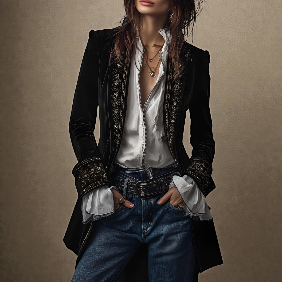 ELISE | Velvet blazer with structured silhouette