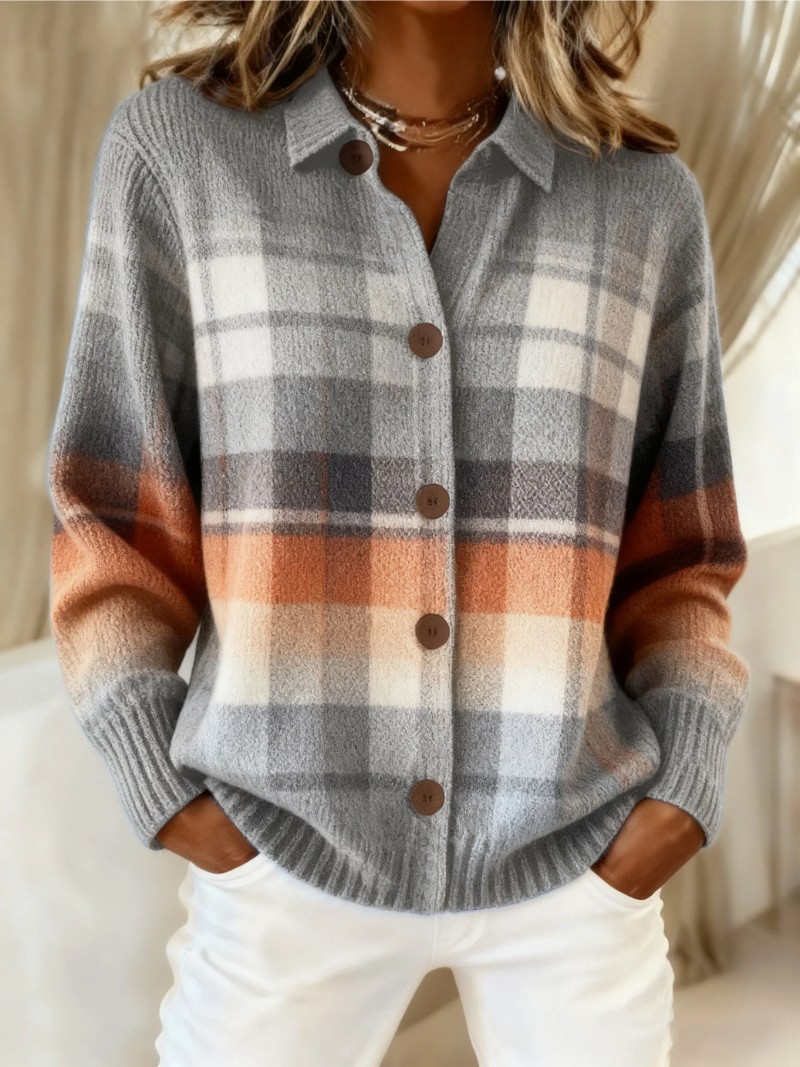 MARLENE | Cardigan with plaid pattern