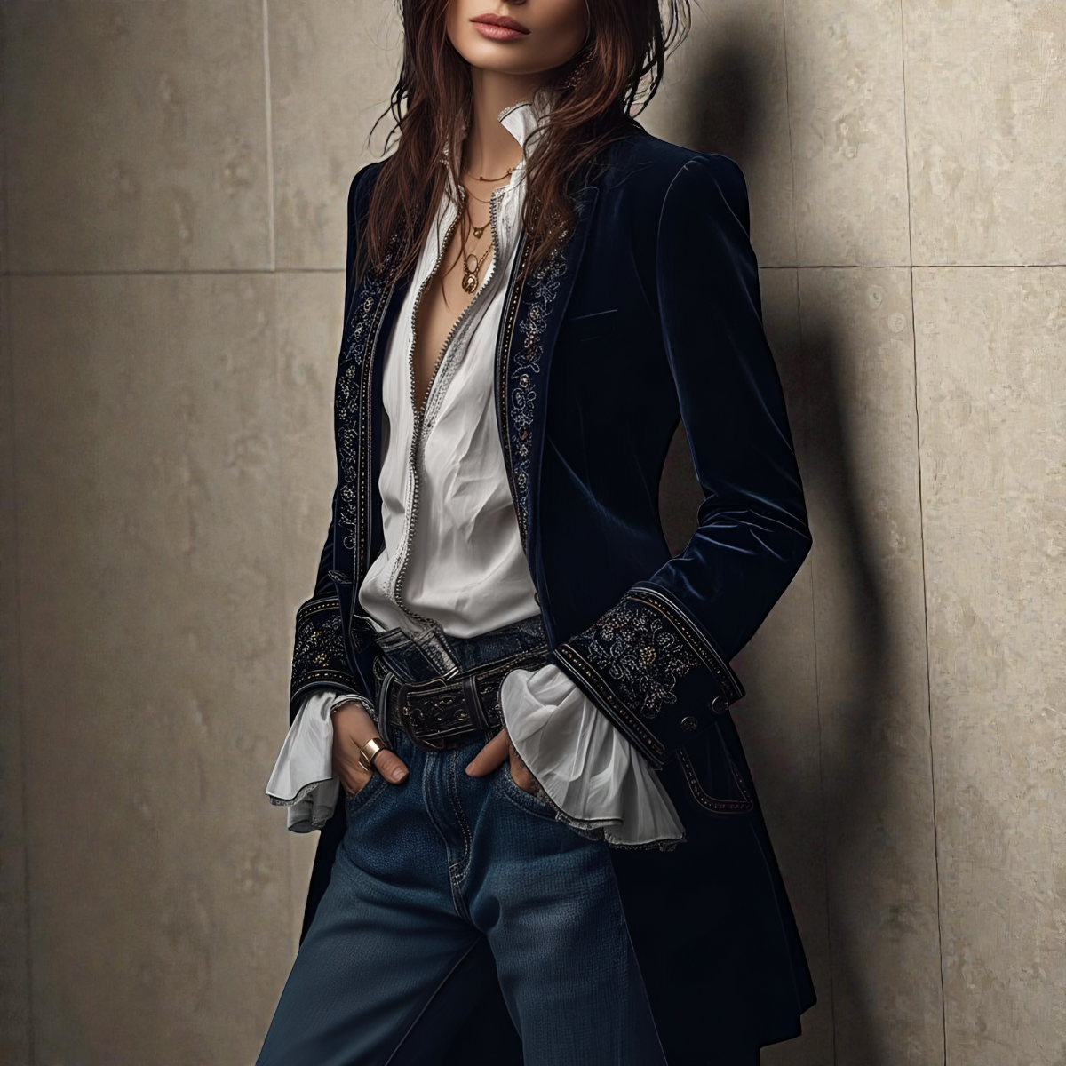 ELISE | Velvet blazer with structured silhouette
