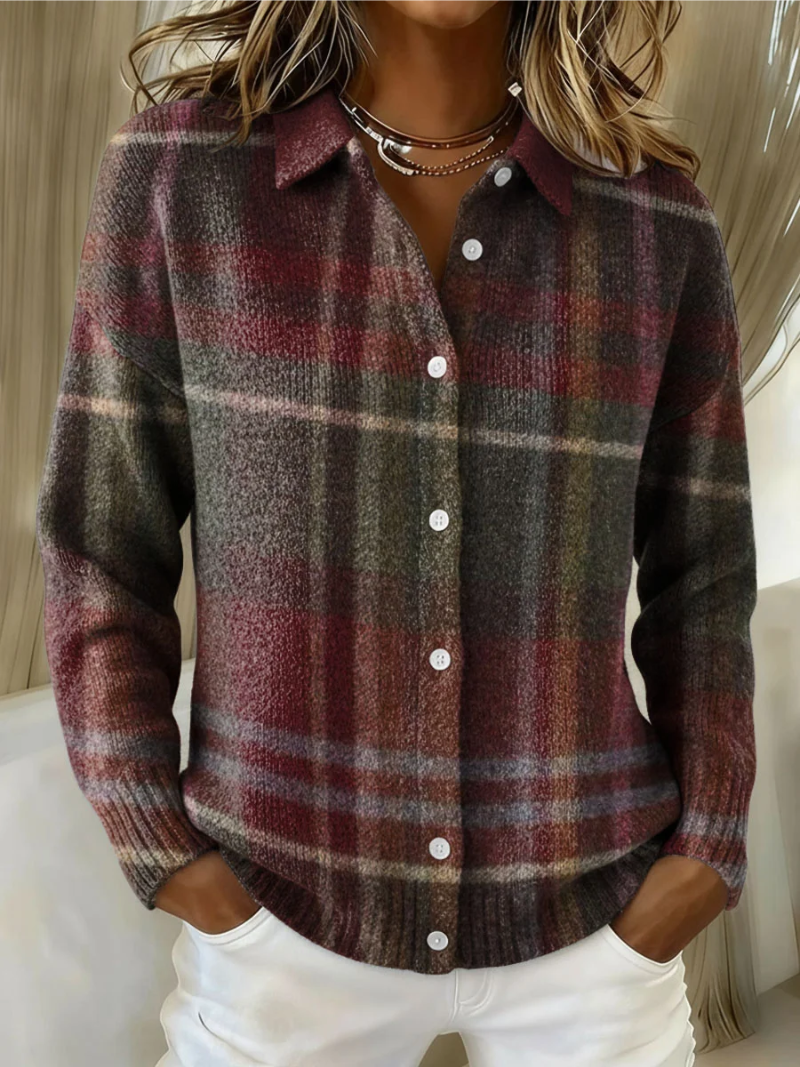 ELEANOR | Knit cardigan with plaid pattern