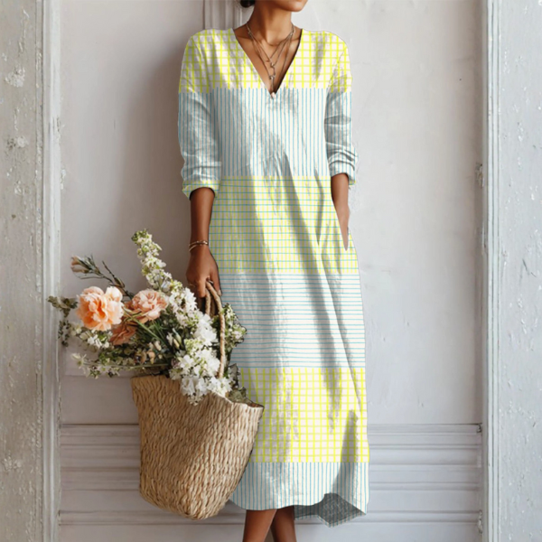 OLIVIA | Linen dress with abstract print