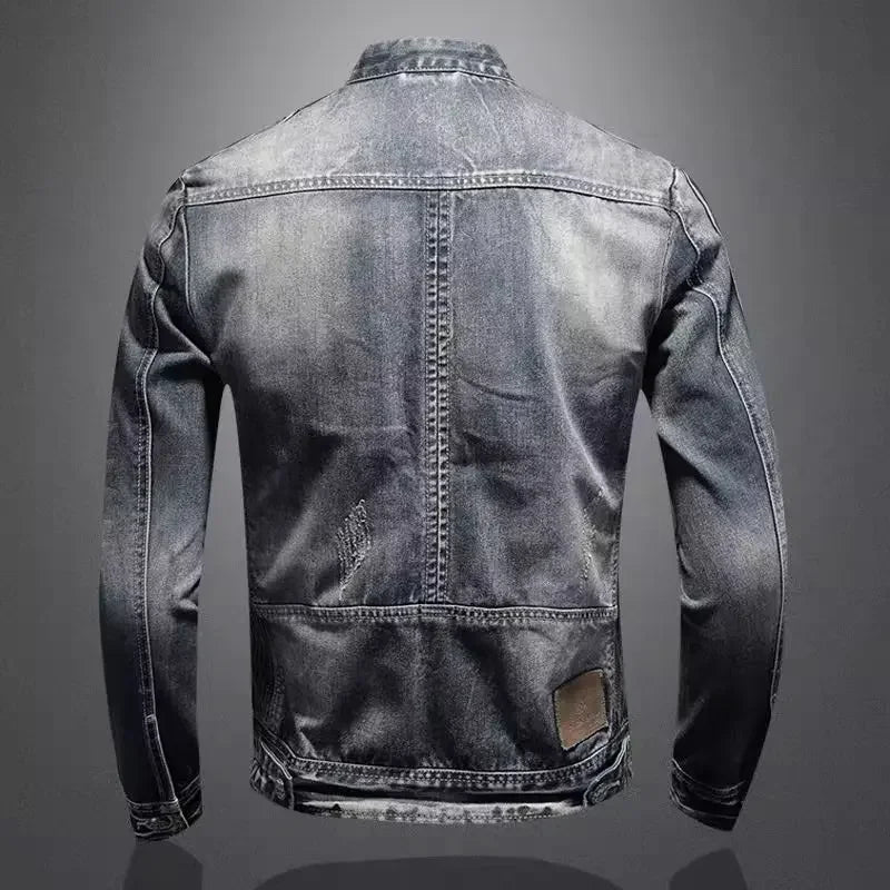 RYAN | Motorcycle denim jacket with stand collar