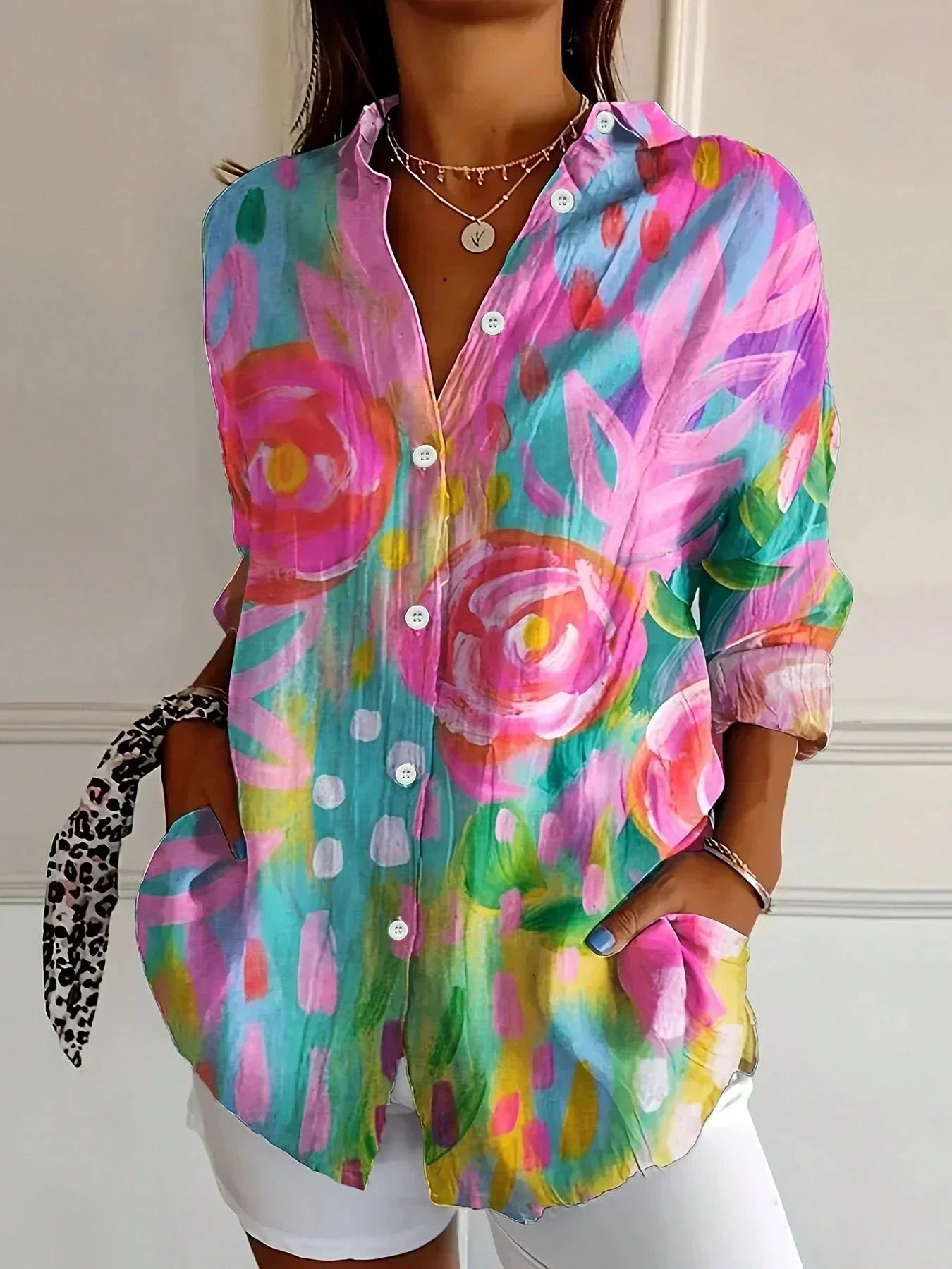 RINA | Blouse with colourful print