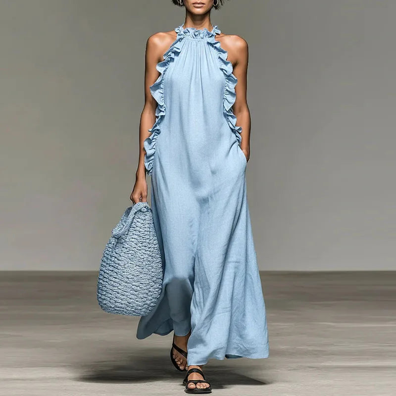 AURELIA | Maxi dress with ruffle halter neckline