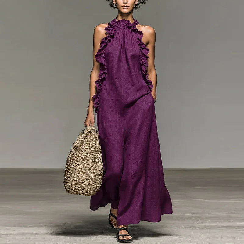 AURELIA | Maxi dress with ruffle halter neckline