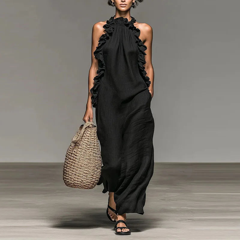AURELIA | Maxi dress with ruffle halter neckline