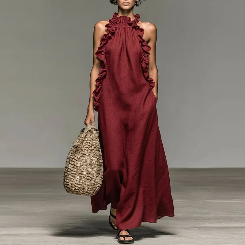 AURELIA | Maxi dress with ruffle halter neckline