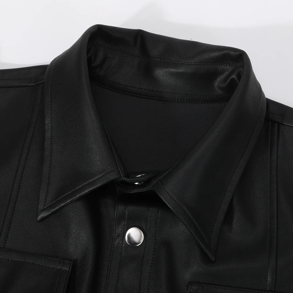 RHYS | Long sleeve top with leather finish