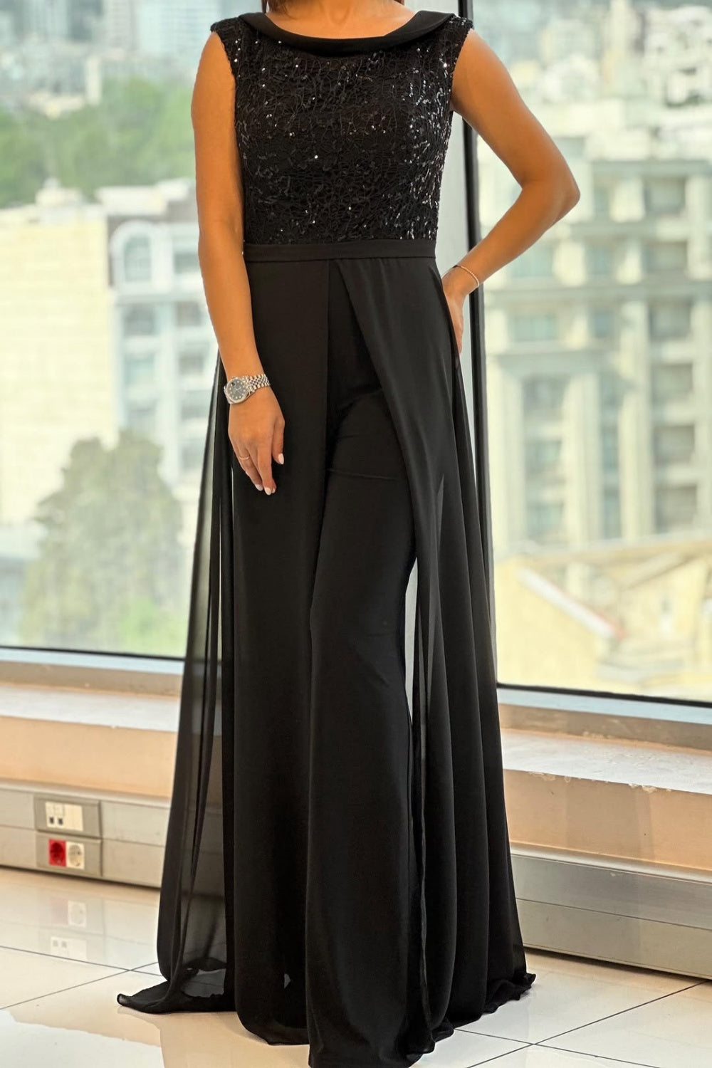 FONTELLA | Jumpsuit with sequin bodice
