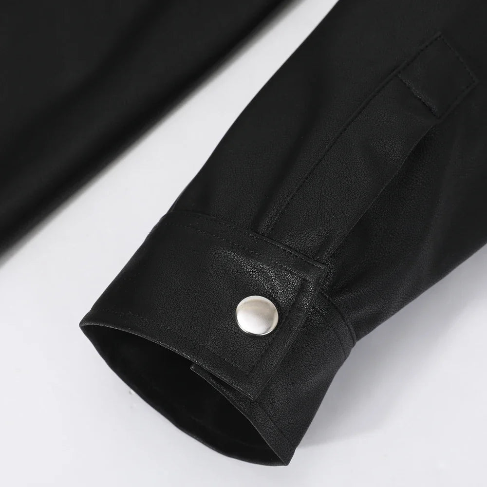 RHYS | Long sleeve top with leather finish