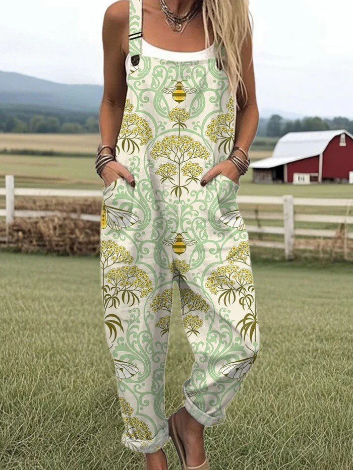 CHARLOTTE | Jumpsuit with bee and floral print
