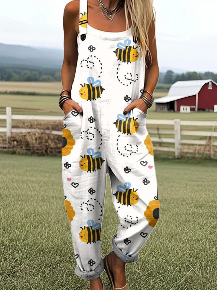 BELLA | Jumpsuit with bee and sunflower print