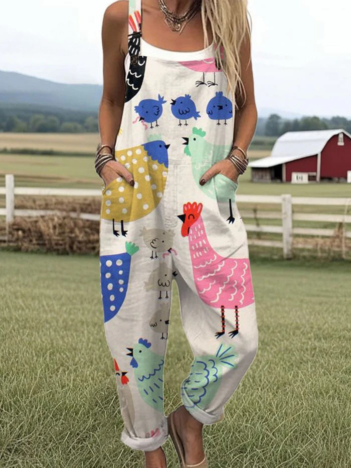 NORA | Jumpsuit with chicken print