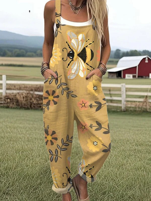 FLORA | Jumpsuit with floral bee print