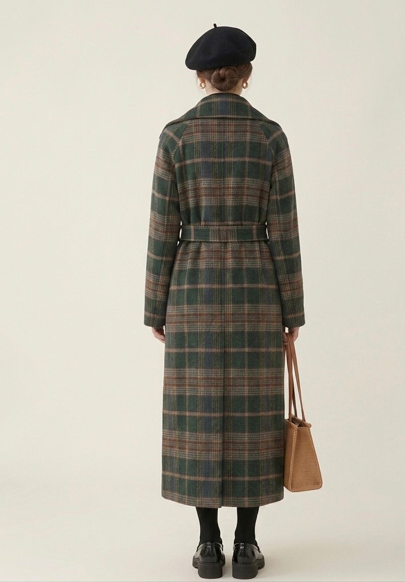 IVY | Longline coat with check pattern