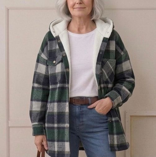 PIPER | Hooded shacket with flannel fabric