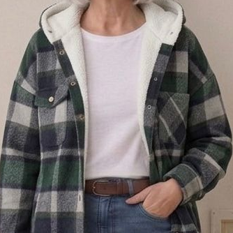 PIPER | Hooded shacket with flannel fabric