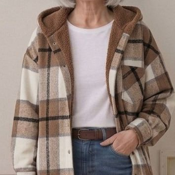 PIPER | Hooded shacket with flannel fabric